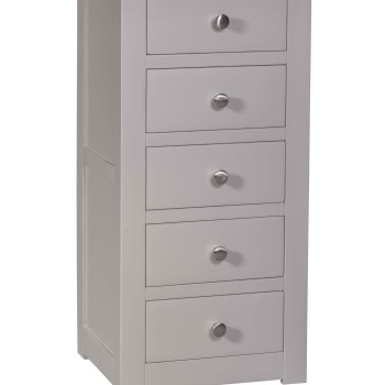 Diamond Grey Painted 5 Drawer Tallboy Chest of Drawers