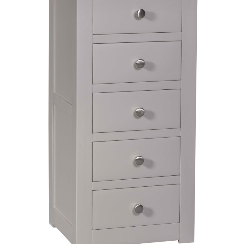 Diamond Grey Painted 5 Drawer Tallboy Chest of Drawers