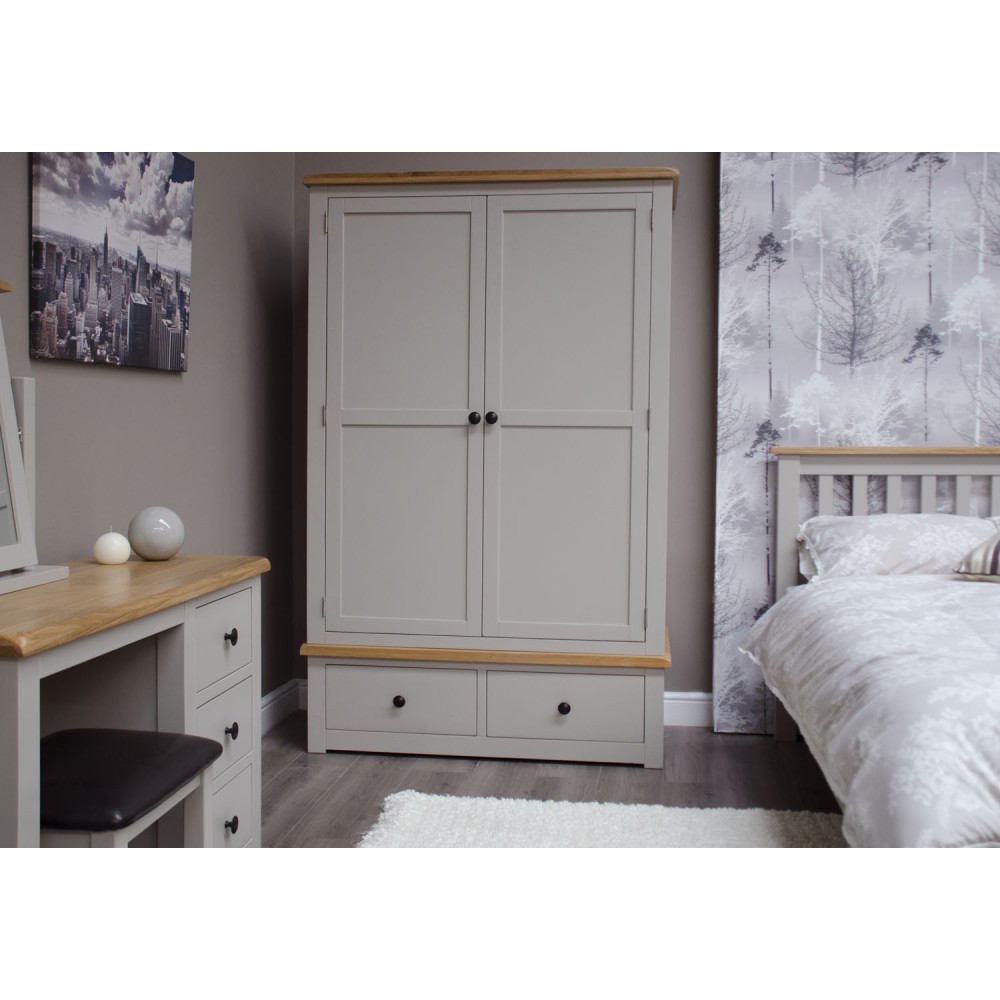 Diamond Grey Painted Gents Double Wardrobe
