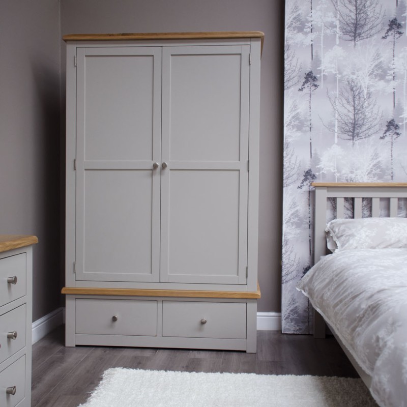 Diamond Grey Painted Gents Double Wardrobe