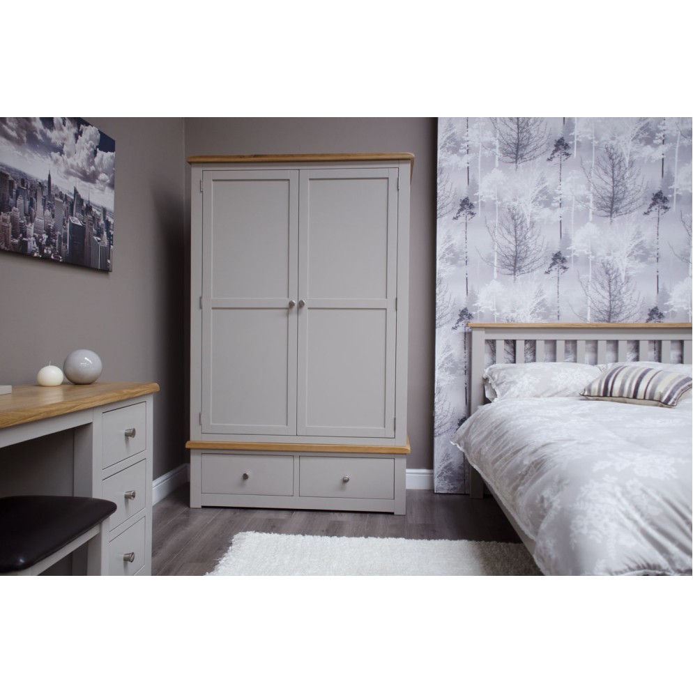 Diamond Grey Painted Gents Double Wardrobe