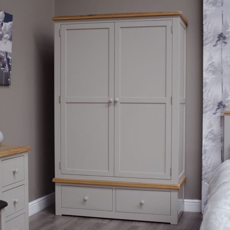 Diamond Grey Painted Gents Double Wardrobe