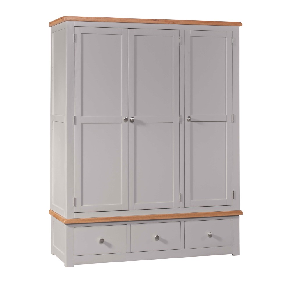 Diamond Grey Painted Triple Wardrobe