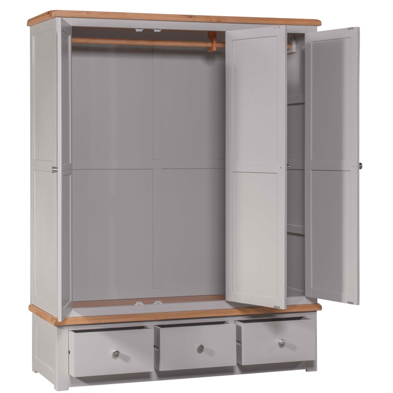 Diamond Grey Painted Triple Wardrobe