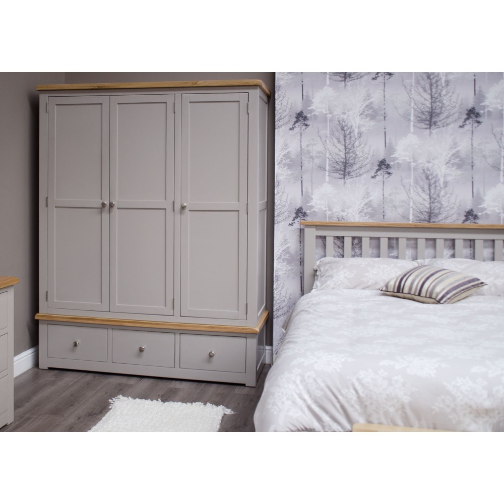 Diamond Grey Painted Triple Wardrobe