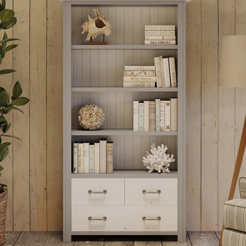 Greystone Large Open Bookcase with Drawers
