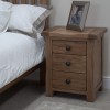 Homestyle Rustic Oak 3 Drawer Bedside Cabinet