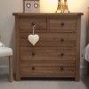 Homestyle Rustic Oak 5 Drawer Wide Chest
