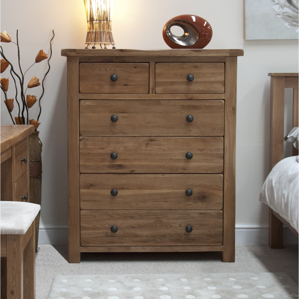 Homestyle Rustic Oak 6 Drawer Wide Chest