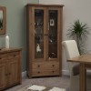Homestyle Rustic Oak Glass Display Cabinet