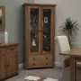 Homestyle Rustic Oak Glass Display Cabinet