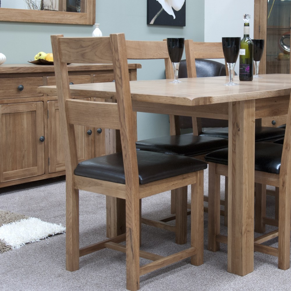 Homestyle Rustic Oak Leather Seat Dining Chair