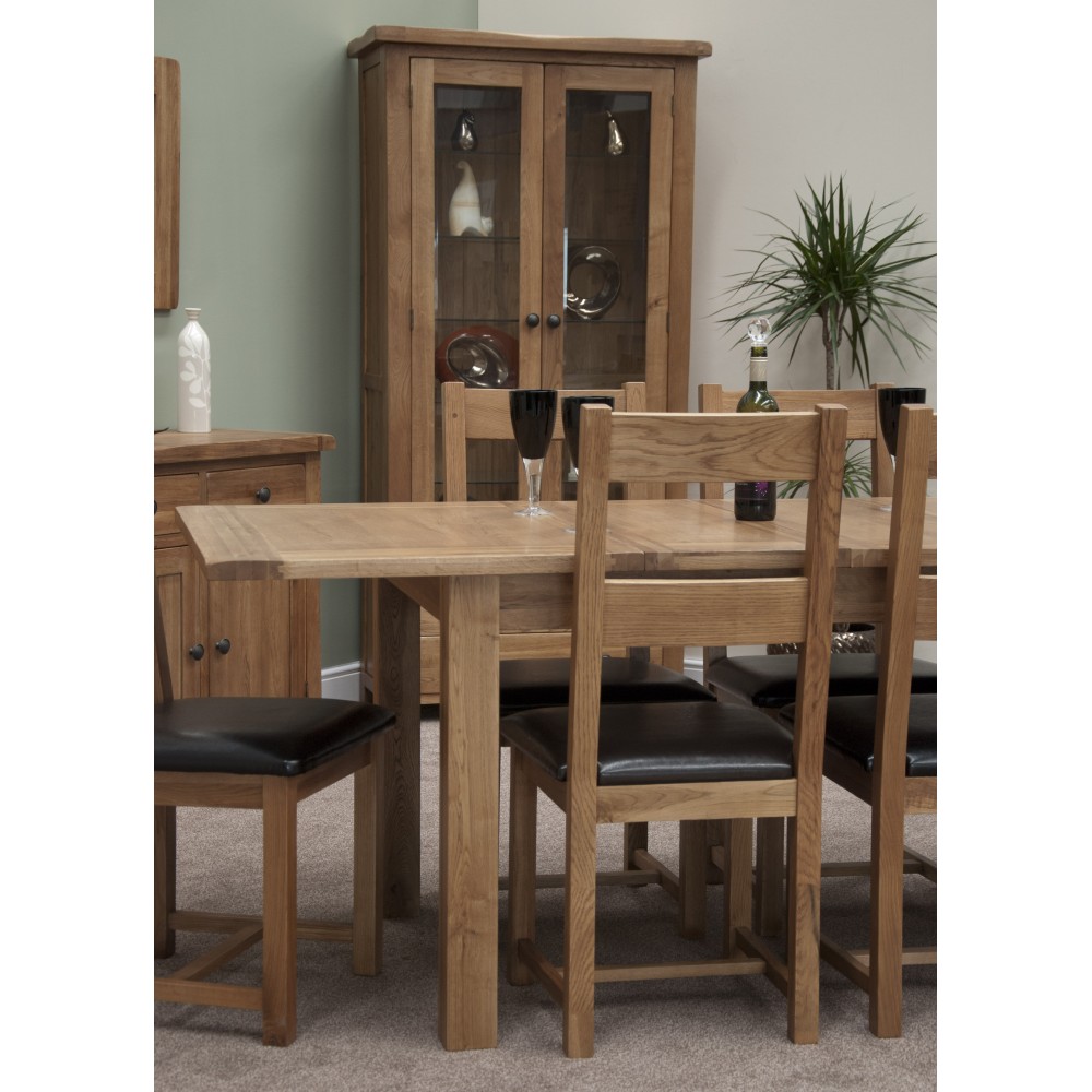 Homestyle Rustic Oak Leather Seat Dining Chair
