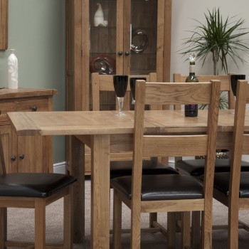 Homestyle Rustic Oak Leather Seat Dining Chair