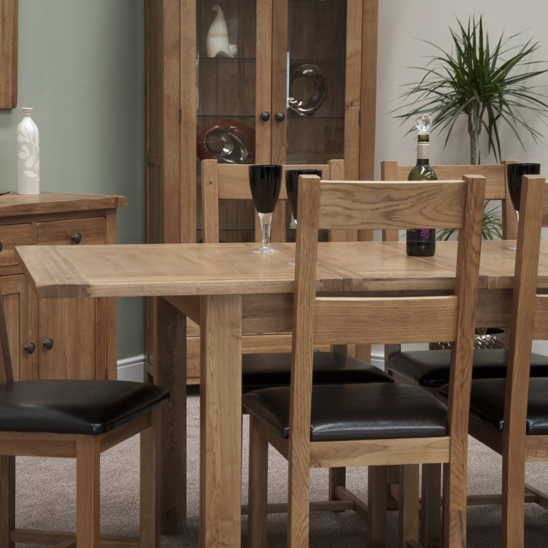 Homestyle Rustic Oak Leather Seat Dining Chair