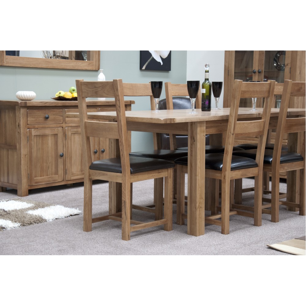 Homestyle Rustic Oak Leather Seat Dining Chair