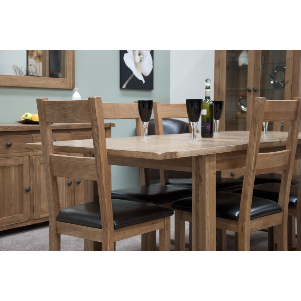 Homestyle Rustic Oak Leather Seat Dining Chair