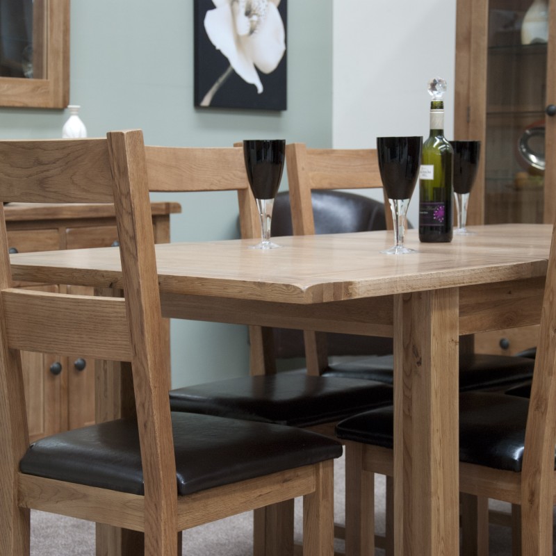 Homestyle Rustic Oak Leather Seat Dining Chair