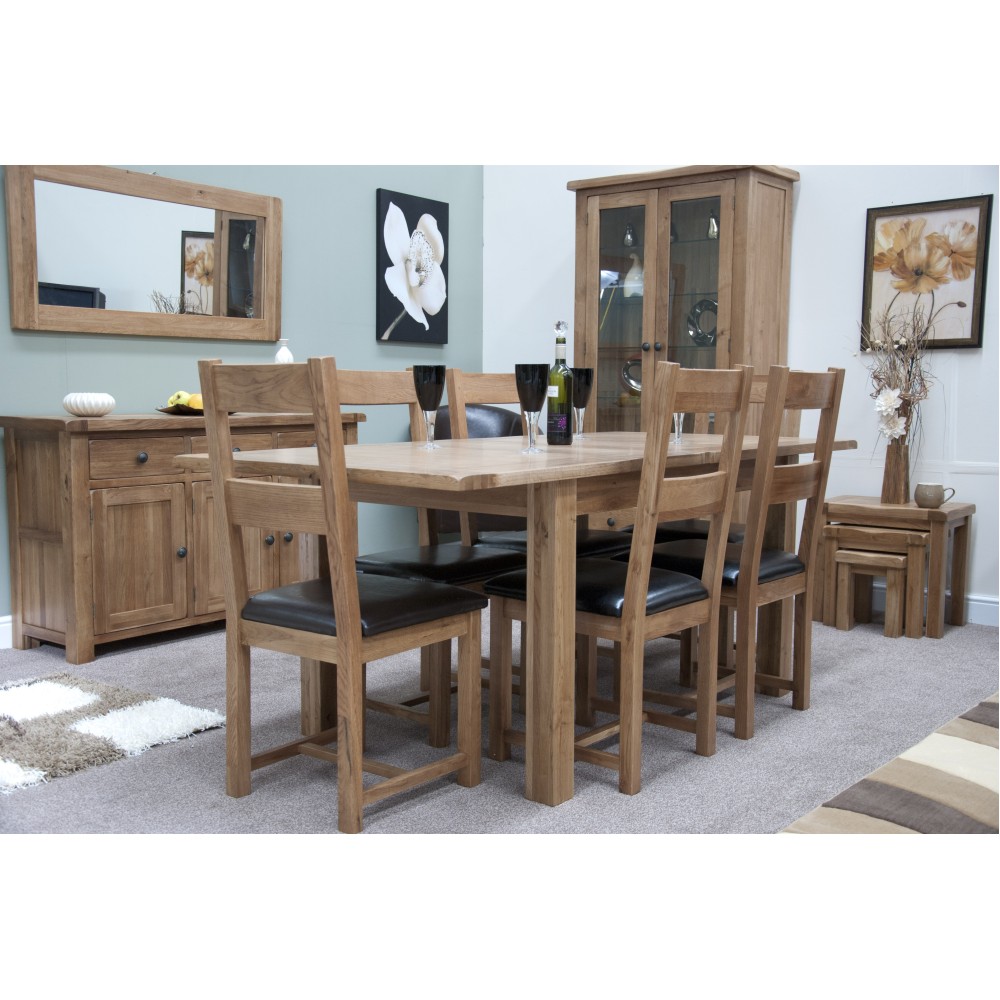 Homestyle Rustic Oak Leather Seat Dining Chair