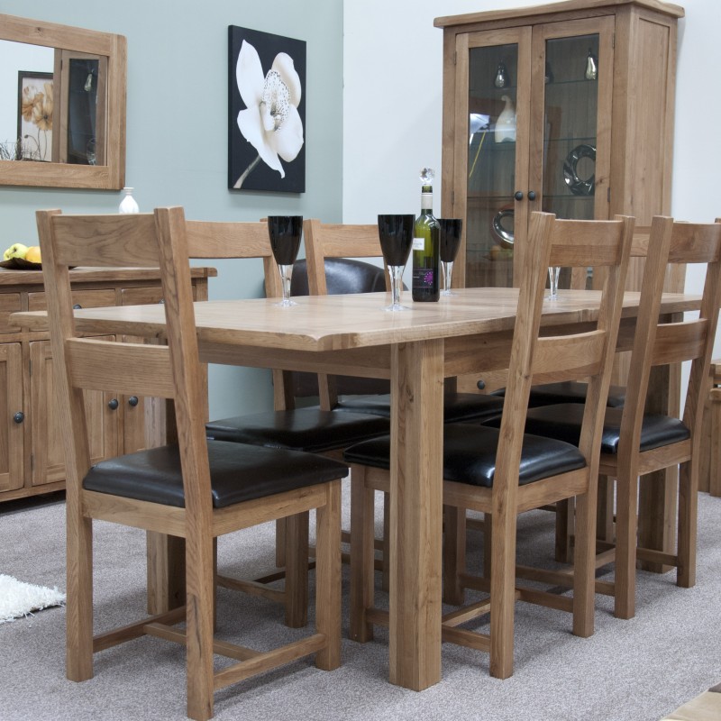 Homestyle Rustic Oak Leather Seat Dining Chair