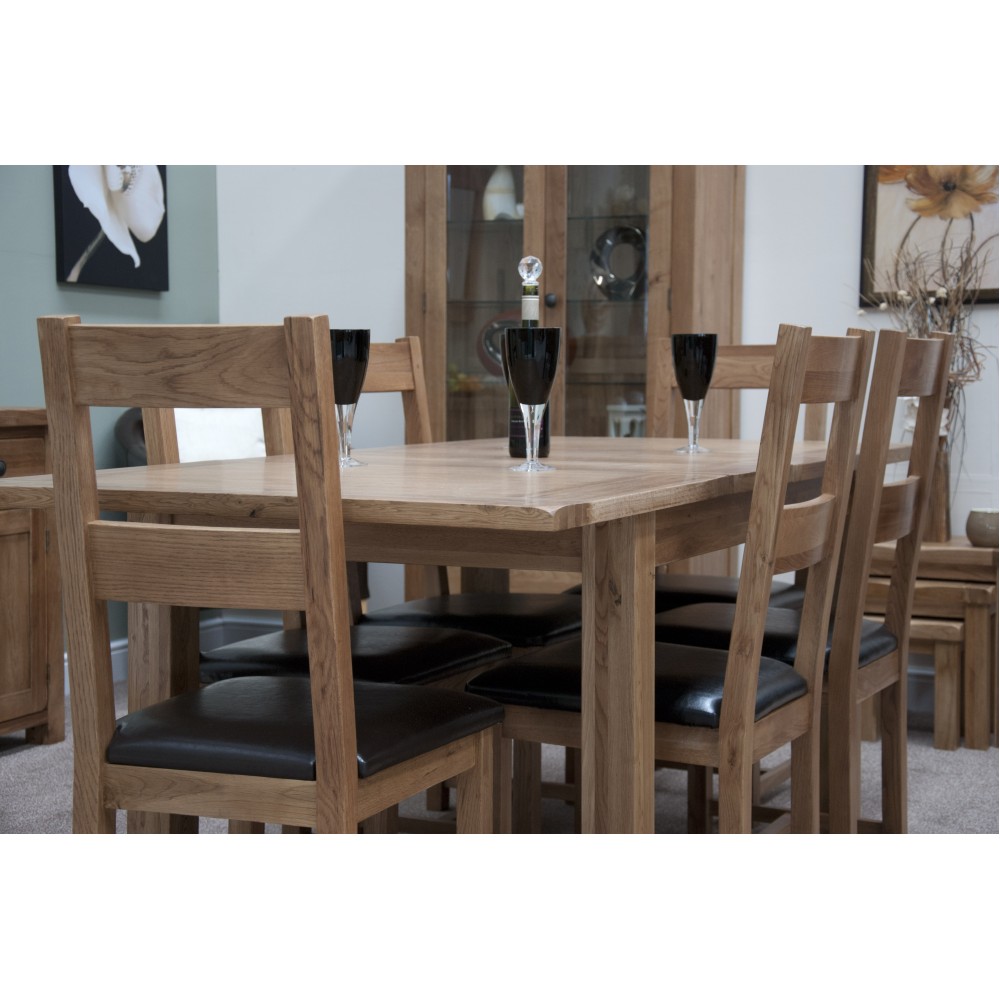Homestyle Rustic Oak Leather Seat Dining Chair