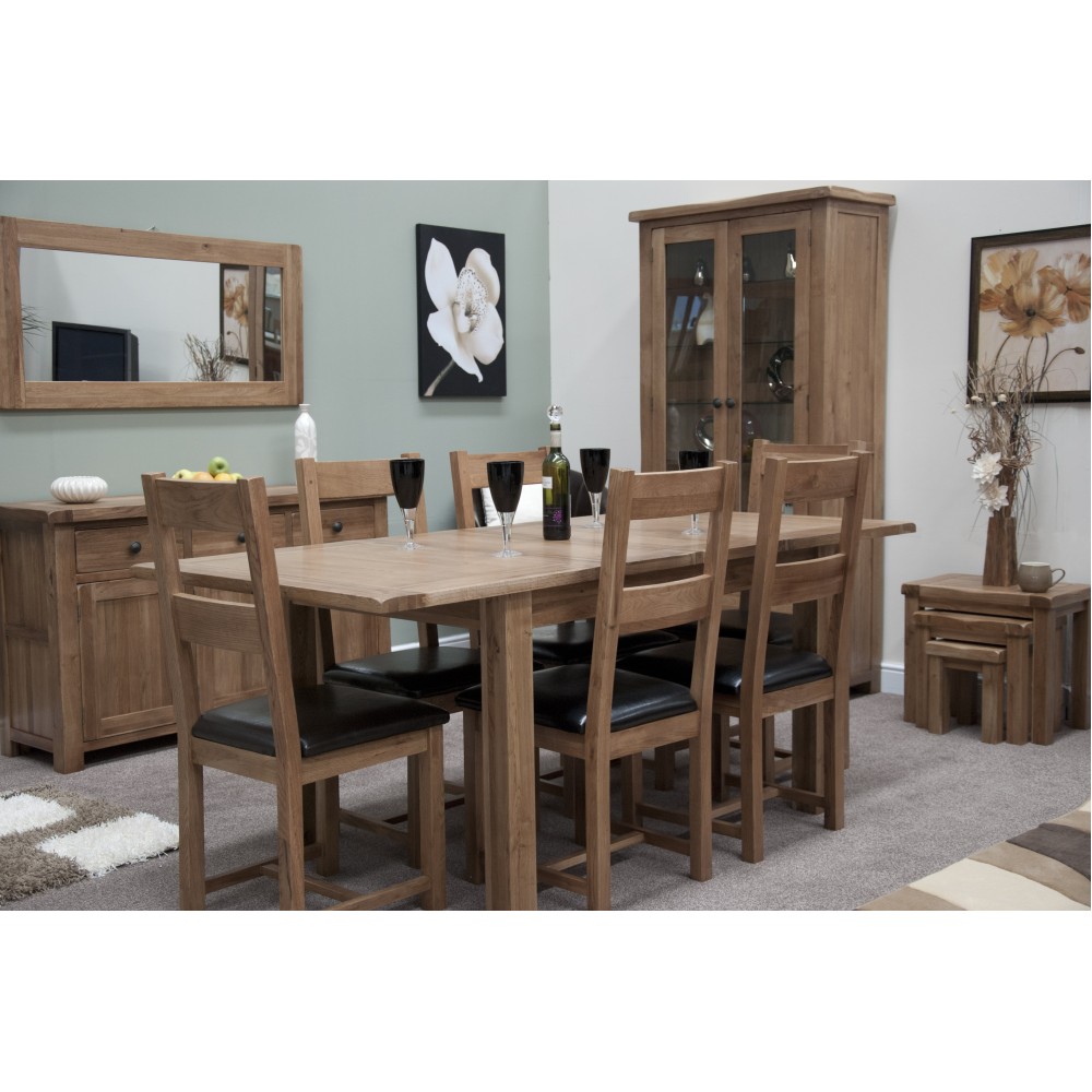 Homestyle Rustic Oak Leather Seat Dining Chair