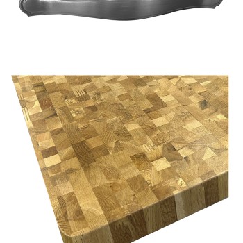 Kitchen Island (Cream) with Butchers Block