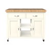 Kitchen Island (Cream) with Butchers Block