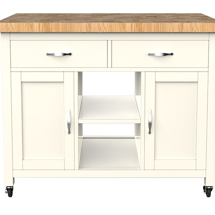 Kitchen Island (Cream) with Butchers Block