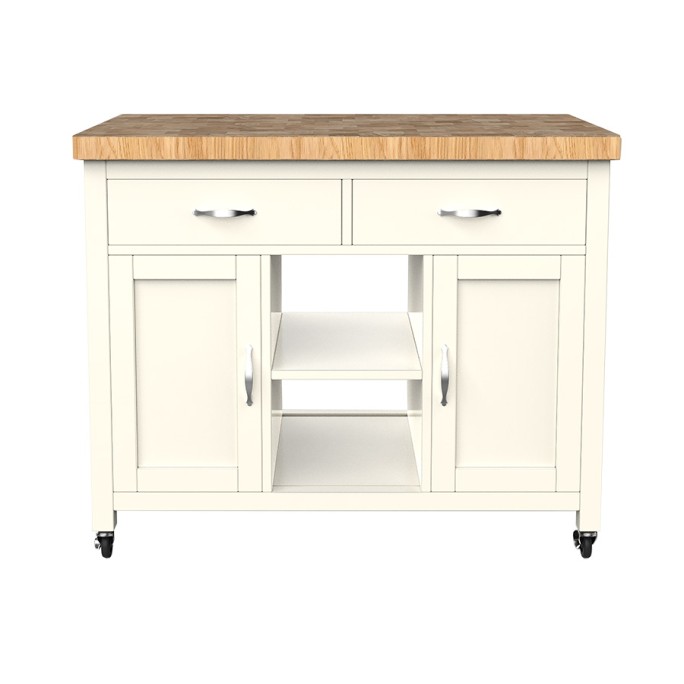 Kitchen Island (Cream) with Butchers Block