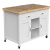 Kitchen Island (White) with Butchers Block