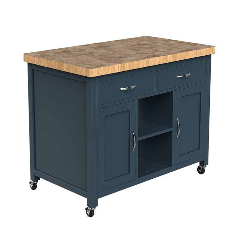 Kitchen Island (Blue) with Butchers Block