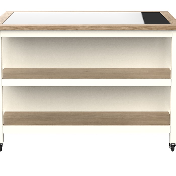 Kitchen Island (Cream) Open with Breakfast Bar