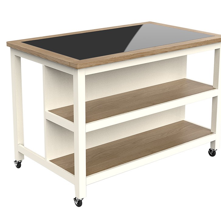 Kitchen Island (Cream) Open with Breakfast Bar