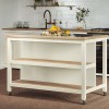 Kitchen Island (Cream) Open with Breakfast Bar