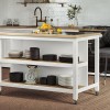Kitchen Island (White) Open with Breakfast Bar