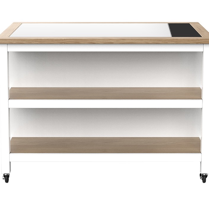 Kitchen Island (White) Open with Breakfast Bar