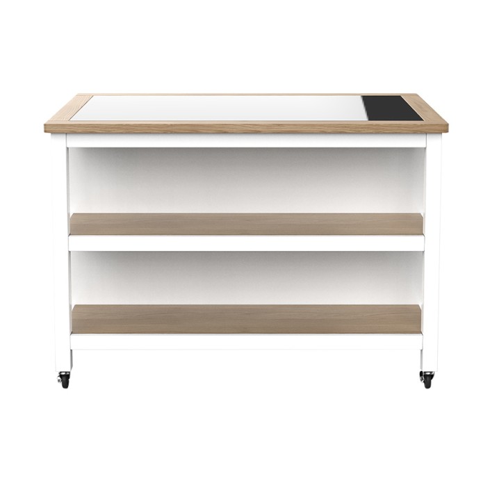 Kitchen Island (White) Open with Breakfast Bar
