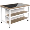 Kitchen Island (White) Open with Breakfast Bar