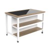 Kitchen Island (White) Open with Breakfast Bar
