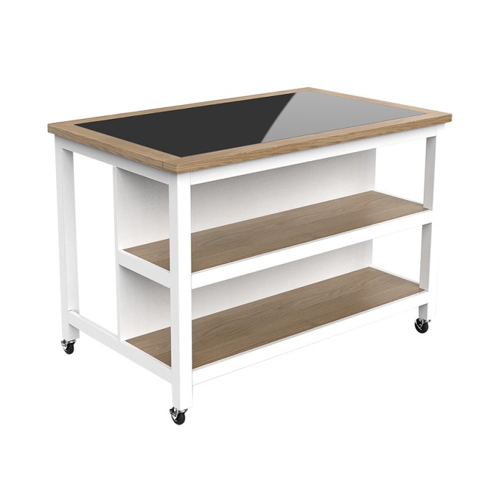 Kitchen Island (White) Open with Breakfast Bar