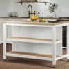 Kitchen Island (White) Open with Breakfast Bar