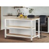 Kitchen Island (White) Open with Breakfast Bar