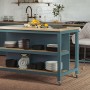 Kitchen Island (Blue) Open with Breakfast Bar