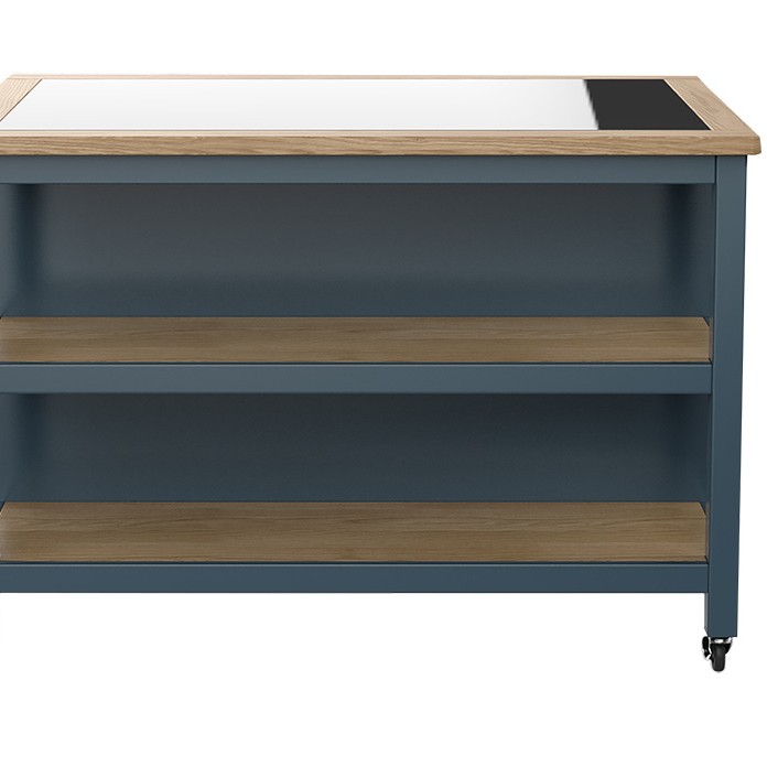 Kitchen Island (Blue) Open with Breakfast Bar