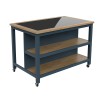 Kitchen Island (Blue) Open with Breakfast Bar
