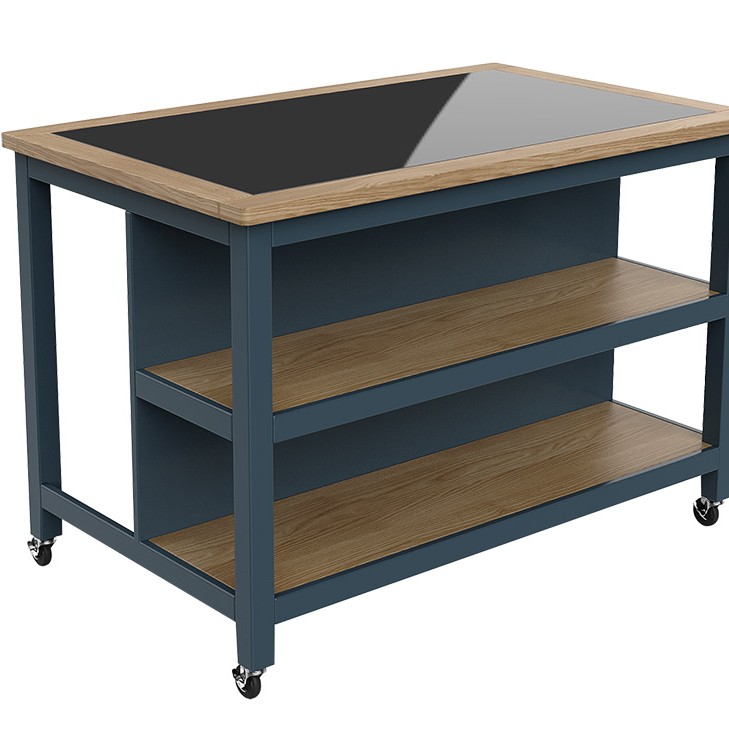 Kitchen Island (Blue) Open with Breakfast Bar