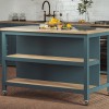 Kitchen Island (Blue) Open with Breakfast Bar