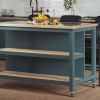 Kitchen Island (Blue) Open with Breakfast Bar