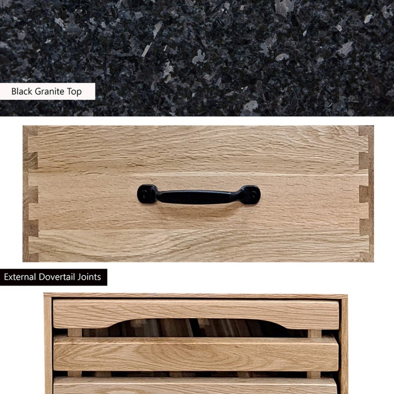Kitchen Island (Oak) Two Drawer With Black Granite Top